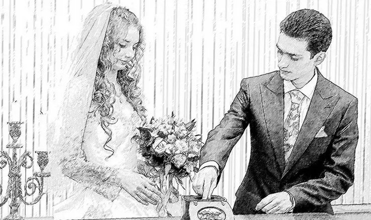 Что подарить в дополнение к деньгам на свадьбу? Портреты карандашом - Fenlin.ru