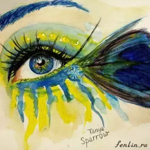Цветной набросок акварелью женского глаза - Fenlin.ru