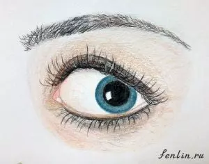 Цветной набросок карандашом женского глаза - Fenlin.ru