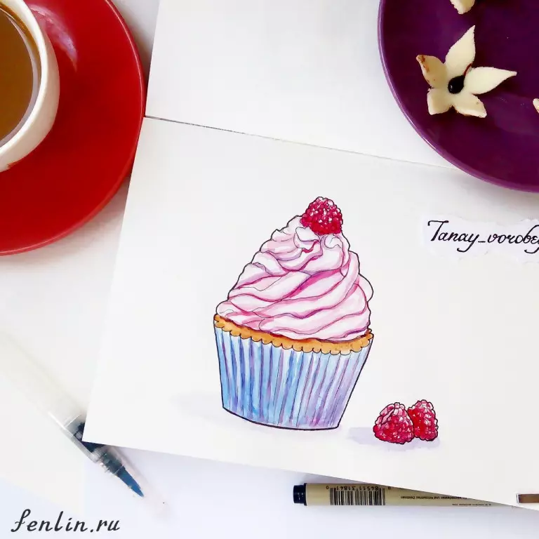 Цветной натюрморт карандашом пироженное - Fenlin.ru