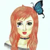 Цветной портрет карандашом девушки с бабочкой на волосах - Fenlin.ru