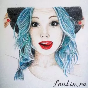 Цветной портрет карандашом девушки в шляпке (фото) - Fenlin.ru