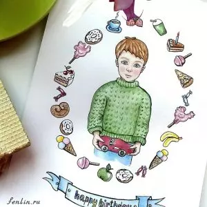 Цветной портрет карандашом мальчика с машинкой - Fenlin.ru