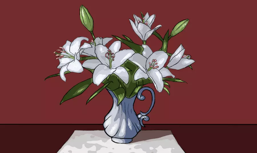 Как нарисовать вазу с цветами? Готовая работа. Портреты карандашом - Fenlin.ru