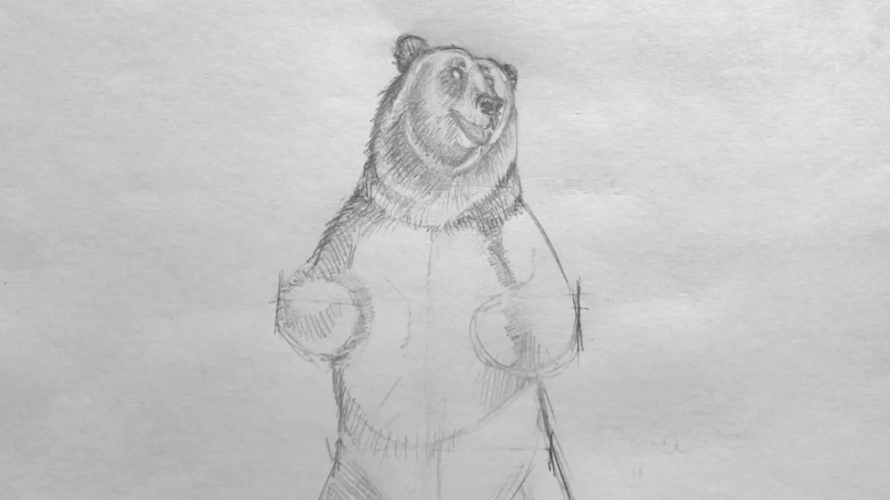 Как нарисовать медведя карандашом поэтапно в полный рост